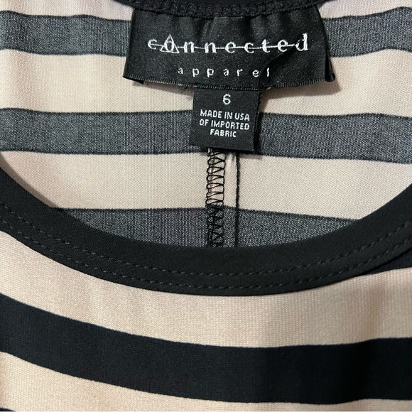 Connected Apparel Sleeveless Maxi Dress Black + Tan Striped Size 6 - Picture 4 of 5